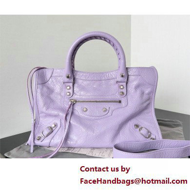 Balenciaga Le City Small leather shoulder bag lilac 2025