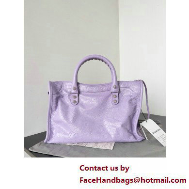 Balenciaga Le City Small leather shoulder bag lilac 2025