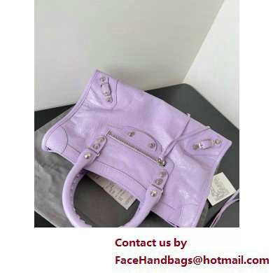 Balenciaga Le City Small leather shoulder bag lilac 2025