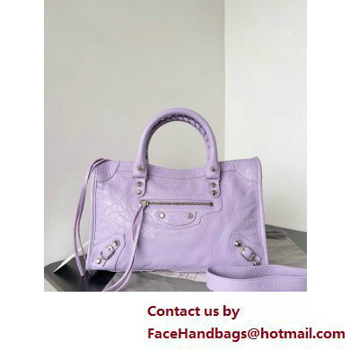 Balenciaga Le City Small leather shoulder bag lilac 2025