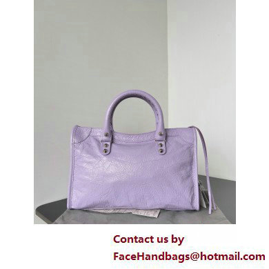 Balenciaga Le City Small leather shoulder bag lilac 2025