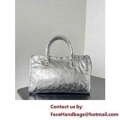 Balenciaga Le City Small leather shoulder bag silver 2025