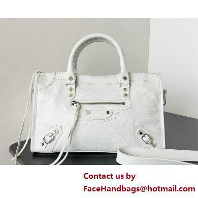 Balenciaga Le City Small leather shoulder bag white 2025