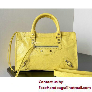 Balenciaga Le City Small leather shoulder bag yellow 2025