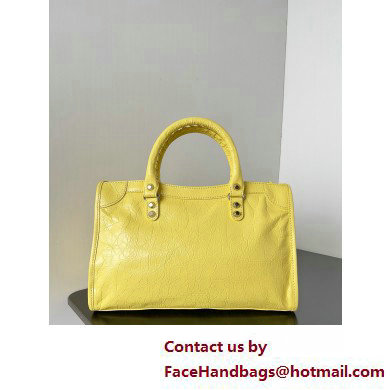 Balenciaga Le City Small leather shoulder bag yellow 2025