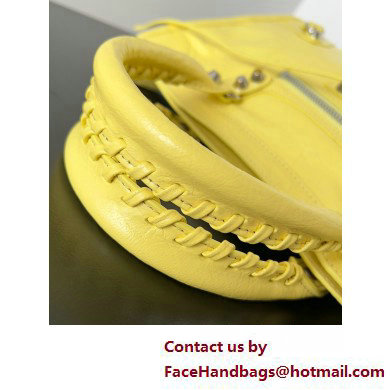 Balenciaga Le City Small leather shoulder bag yellow 2025