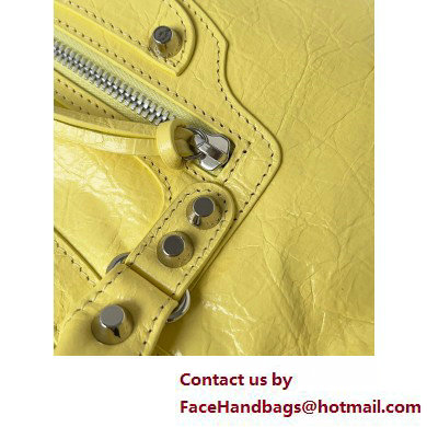 Balenciaga Le City Small leather shoulder bag yellow 2025