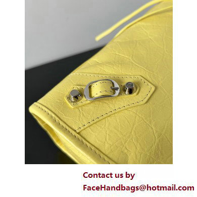 Balenciaga Le City Small leather shoulder bag yellow 2025