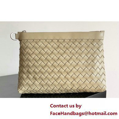 Bottega Veneta Intrecciato leather pouch Clutch Bag Beige