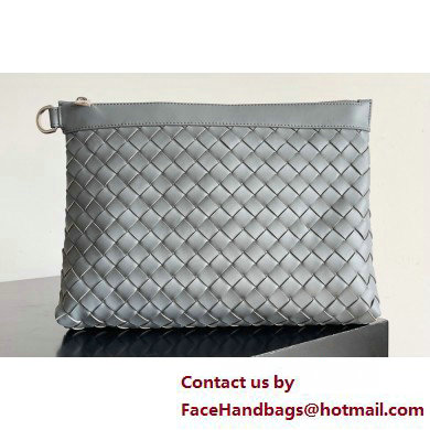 Bottega Veneta Intrecciato leather pouch Clutch Bag Gray