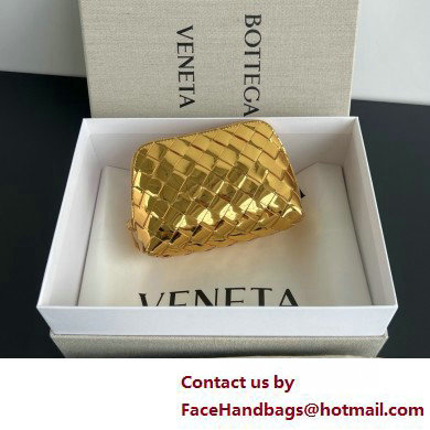 Bottega Veneta Intrecciato metallic leather pouch gold 2025 - Click Image to Close