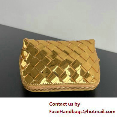 Bottega Veneta Intrecciato metallic leather pouch gold 2025