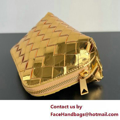 Bottega Veneta Intrecciato metallic leather pouch gold 2025