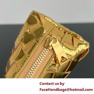 Bottega Veneta Intrecciato metallic leather pouch gold 2025