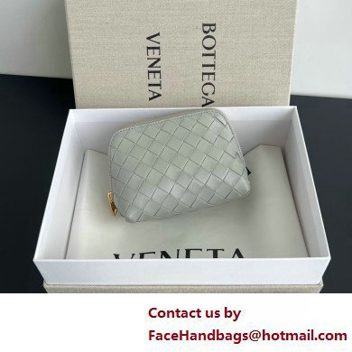 Bottega Veneta Intrecciato metallic leather pouch gray 2025