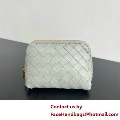 Bottega Veneta Intrecciato metallic leather pouch gray 2025