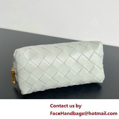 Bottega Veneta Intrecciato metallic leather pouch gray 2025