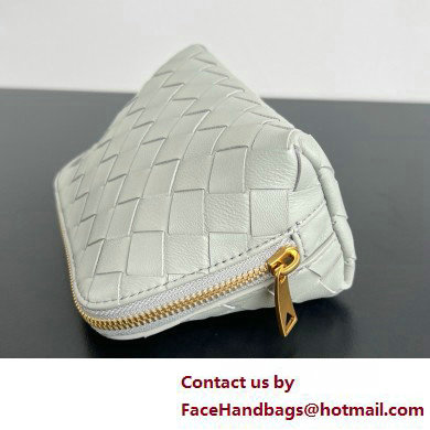 Bottega Veneta Intrecciato metallic leather pouch gray 2025