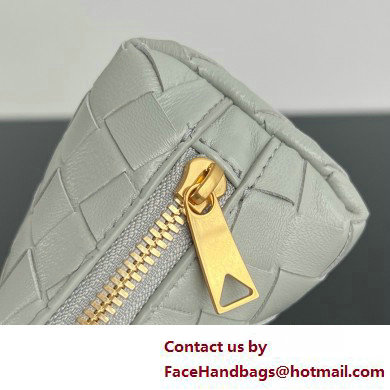 Bottega Veneta Intrecciato metallic leather pouch gray 2025