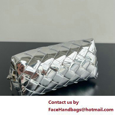 Bottega Veneta Intrecciato metallic leather pouch silver 2025