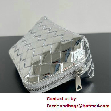 Bottega Veneta Intrecciato metallic leather pouch silver 2025