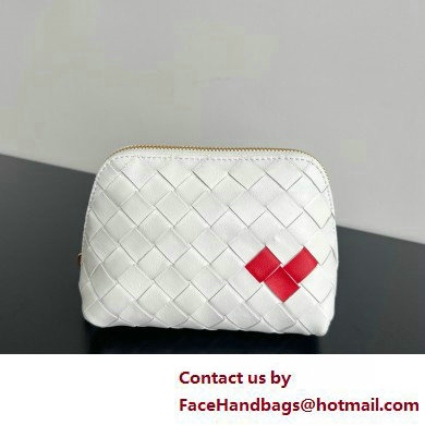 Bottega Veneta Intrecciato metallic leather pouch white 2025