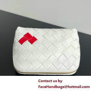 Bottega Veneta Intrecciato metallic leather pouch white 2025