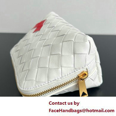 Bottega Veneta Intrecciato metallic leather pouch white 2025