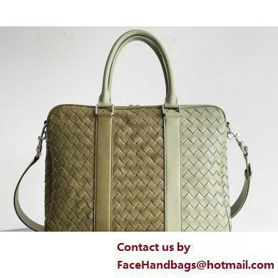 Bottega Veneta Large Intrecciato Briefcase Bag Mud / Travertine