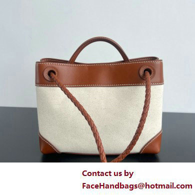 Bottega Veneta SMALL Andiamo Top handle bag in weathered leather and canvas Natural/light wood 2025