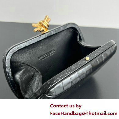 Bottega Veneta crocodile pattern Knot Minaudiere clutch Bag black 2025