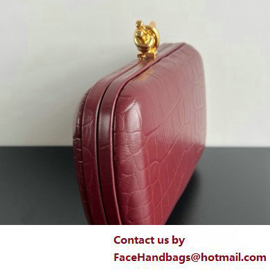 Bottega Veneta crocodile pattern Knot Minaudiere clutch Bag burgundy 2025