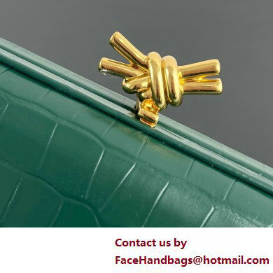 Bottega Veneta crocodile pattern Knot Minaudiere clutch Bag dark green 2025 - Click Image to Close