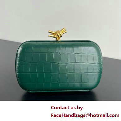 Bottega Veneta crocodile pattern Knot Minaudiere clutch Bag dark green 2025