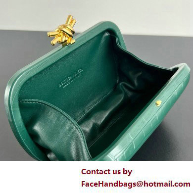 Bottega Veneta crocodile pattern Knot Minaudiere clutch Bag dark green 2025