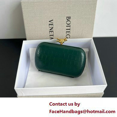 Bottega Veneta crocodile pattern Knot Minaudiere clutch Bag dark green 2025