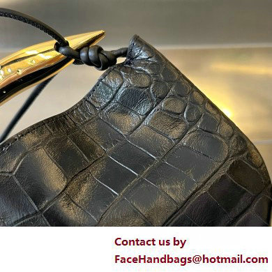 Bottega Veneta crocodile pattern leather Mini Sardine bag black 2025