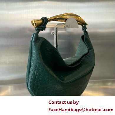 Bottega Veneta crocodile pattern leather Sardine Top handle bag dark green 2025