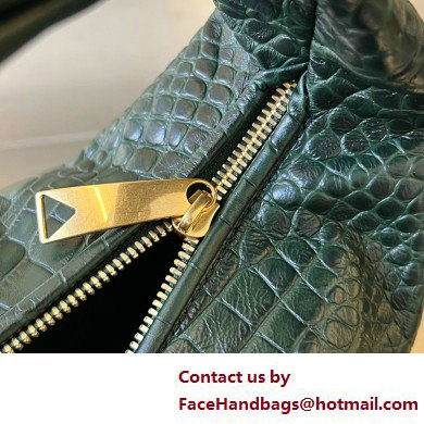 Bottega Veneta crocodile pattern leather mini jodie top handle bag dark green 2025