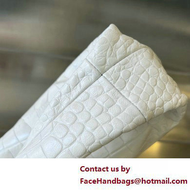 Bottega Veneta crocodile pattern leather mini jodie top handle bag white 2025