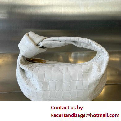 Bottega Veneta crocodile pattern leather mini jodie top handle bag white 2025