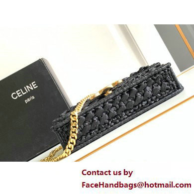 CELINE CHAIN SHOULDER BAG CLAUDE in RAFFIA EFFECT TEXTILE Black 2025