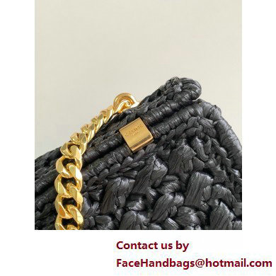 CELINE CHAIN SHOULDER BAG CLAUDE in RAFFIA EFFECT TEXTILE Black 2025