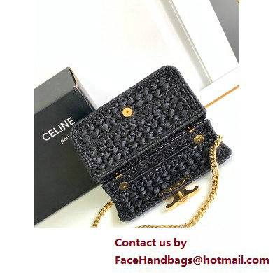 CELINE CHAIN SHOULDER BAG CLAUDE in RAFFIA EFFECT TEXTILE Black 2025