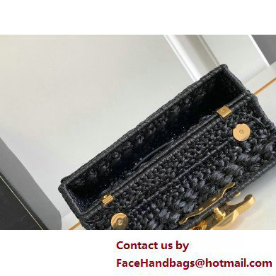 CELINE CHAIN SHOULDER BAG CLAUDE in RAFFIA EFFECT TEXTILE Black 2025