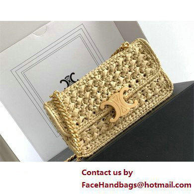 CELINE CHAIN SHOULDER BAG CLAUDE in RAFFIA EFFECT TEXTILE KHAKI 2025