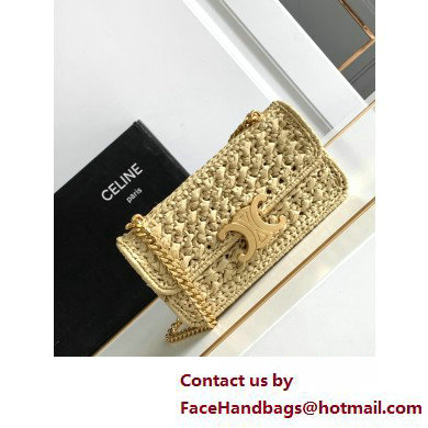 CELINE CHAIN SHOULDER BAG CLAUDE in RAFFIA EFFECT TEXTILE KHAKI 2025