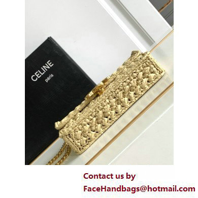 CELINE CHAIN SHOULDER BAG CLAUDE in RAFFIA EFFECT TEXTILE KHAKI 2025