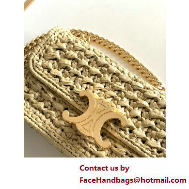 CELINE CHAIN SHOULDER BAG CLAUDE in RAFFIA EFFECT TEXTILE KHAKI 2025