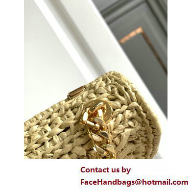 CELINE CHAIN SHOULDER BAG CLAUDE in RAFFIA EFFECT TEXTILE KHAKI 2025